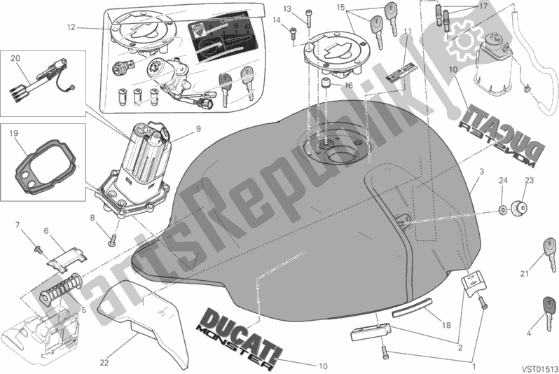 Todas as partes de Tanque De Combustível do Ducati Monster 821 Brasil 2015